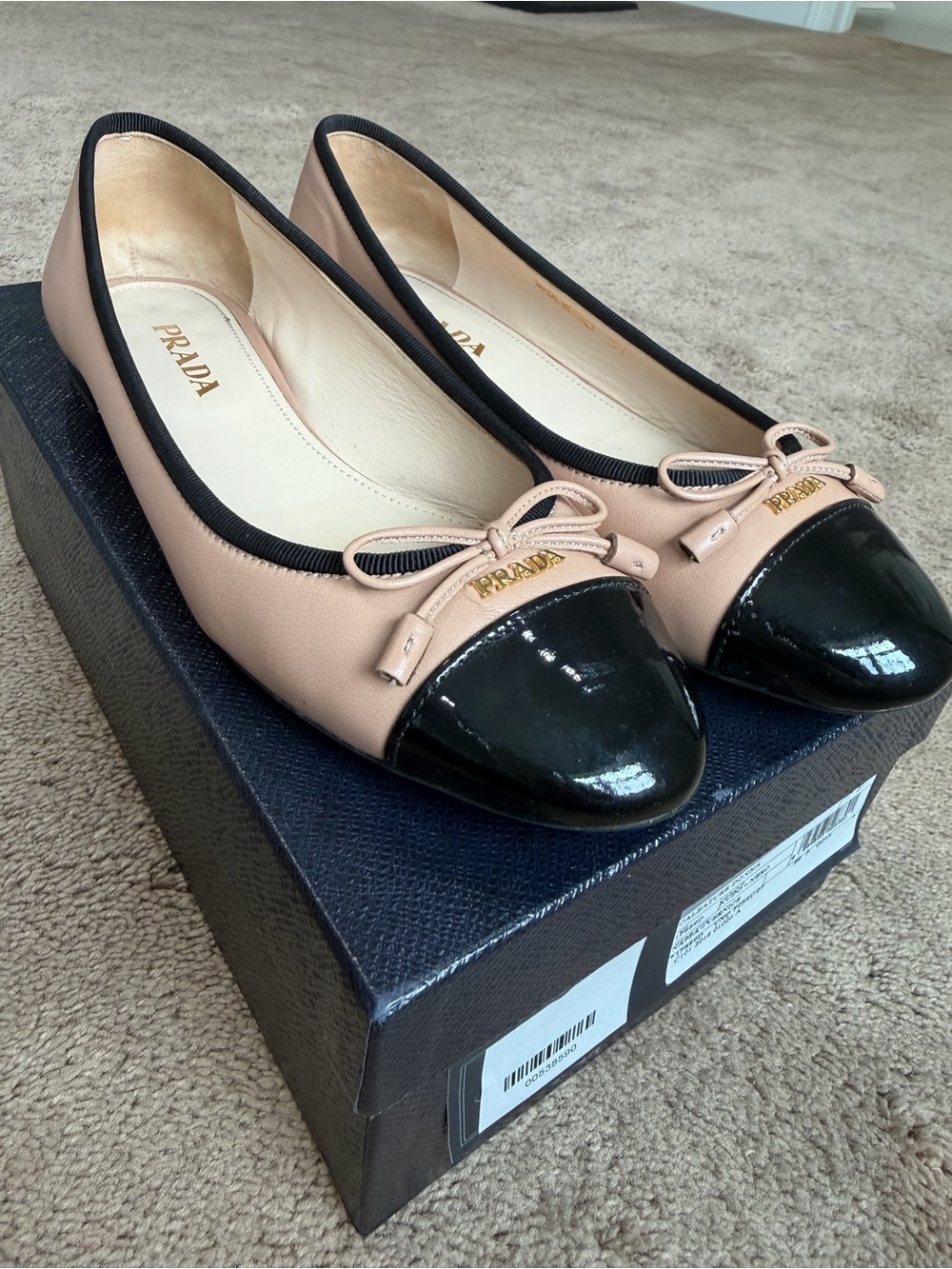 Prada Women's Two-Tone Ballet Flats - Black & Nude - Picture 5 of 8